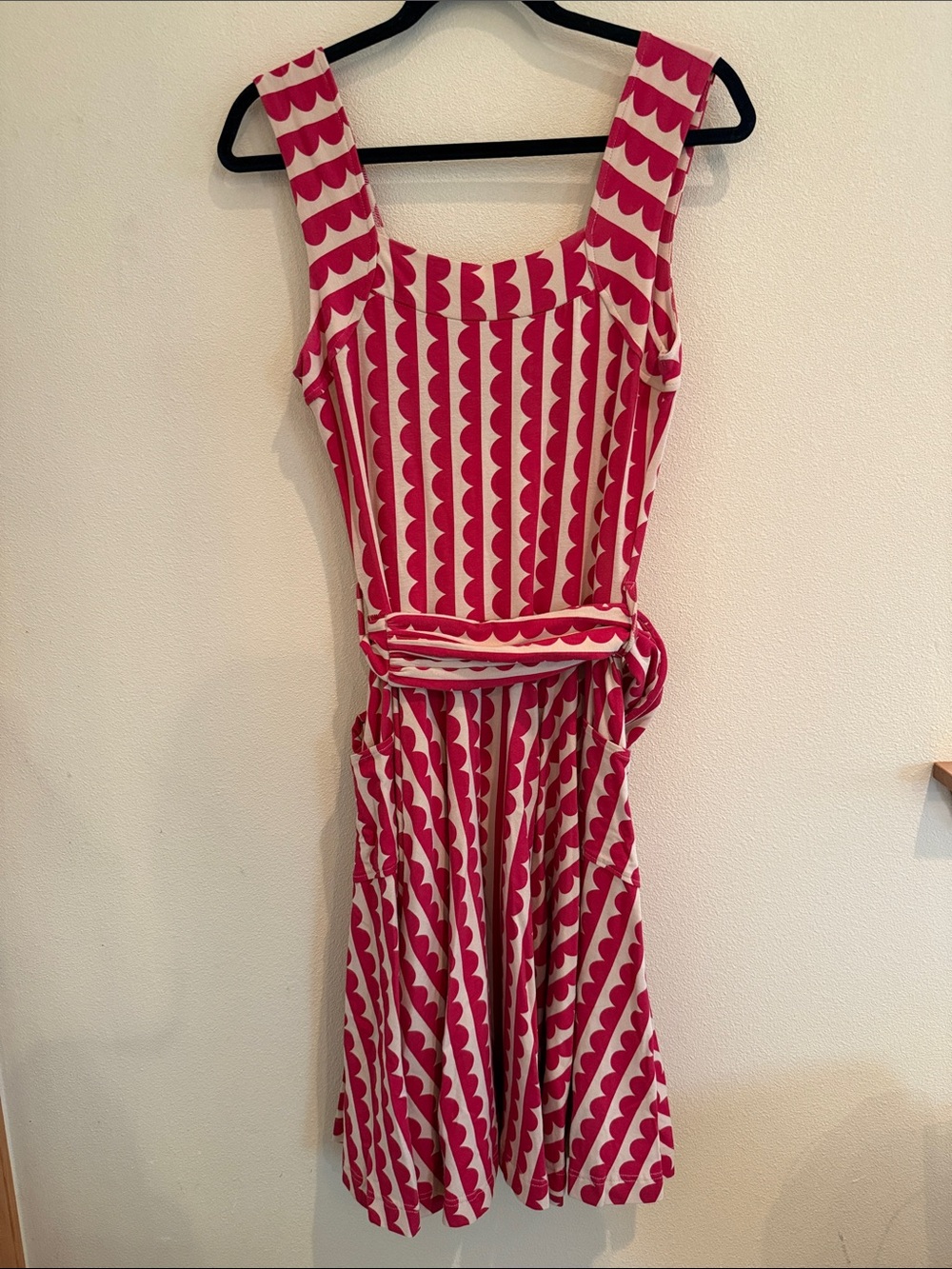 Effie's Heart Pink and White Scallop-Stripe Fit-and-Flare Dress